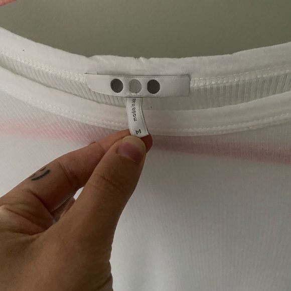 3 dot long sleeve ribbed white tee (sheer) - Picture 2 of 2